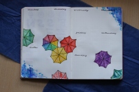 umbrella bullet journal weekly spread with watercolour paints